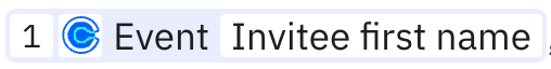 Step output pill showing Gmail Contact with First name field specified